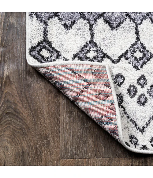 Azmar Moroccan Geometric Distressed Ivory/Black 8 ft. x 10 ft. Area Rug