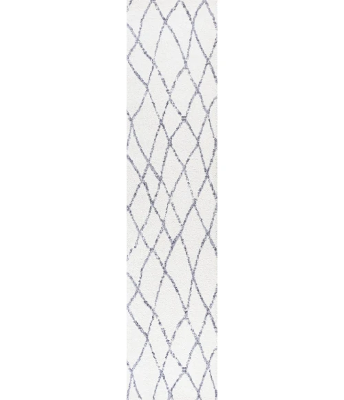 Illi Moroccan Diamond Trellis Ivory/Gray 2 ft. x 10 ft. Runner Rug