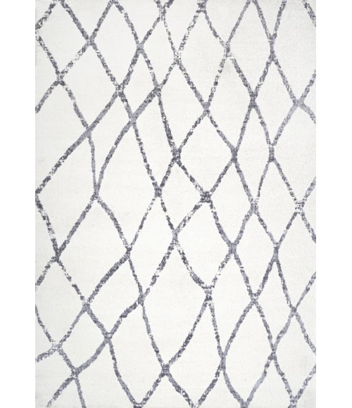 Illi Moroccan Diamond Trellis Ivory/Gray 5 ft. x 8 ft. Area Rug