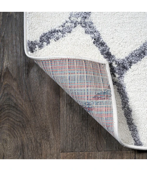 Illi Moroccan Diamond Trellis Ivory/Gray 2 ft. x 10 ft. Runner Rug