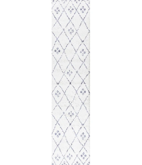 Izil Moroccan Geometric Diamond Ivory/Light Gray 2 ft. x 8 ft. Runner Rug