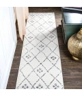 Izil Moroccan Geometric Diamond Ivory/Light Gray 2 ft. x 8 ft. Runner Rug