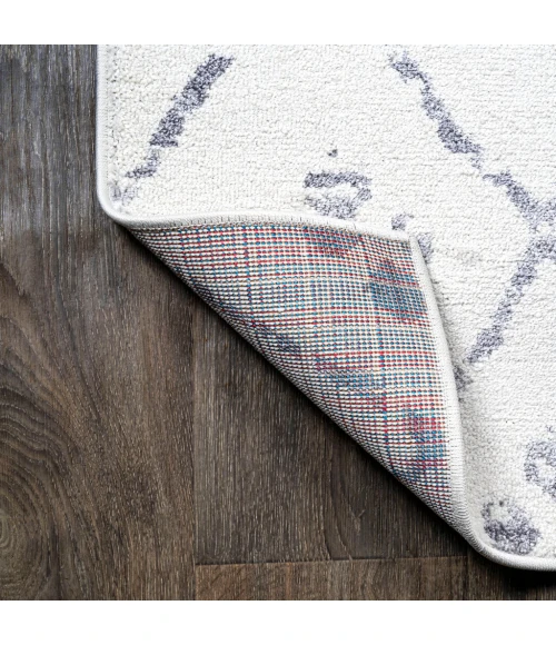 Izil Moroccan Geometric Diamond Ivory/Light Gray 2 ft. x 8 ft. Runner Rug