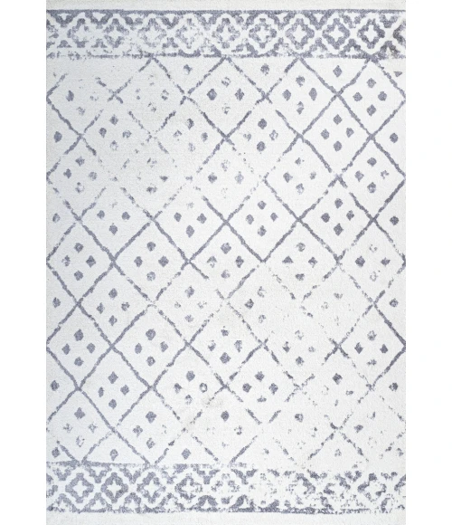 Juba Moroccan Geometric Diamond Ivory/Gray 5 ft. x 8 ft. Area Rug