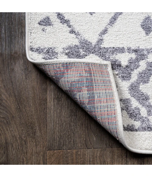 Juba Moroccan Geometric Diamond Ivory/Gray 5 ft. x 8 ft. Area Rug