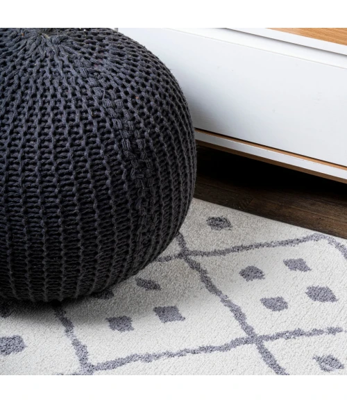 Juba Moroccan Geometric Diamond Ivory/Gray 5 ft. x 8 ft. Area Rug