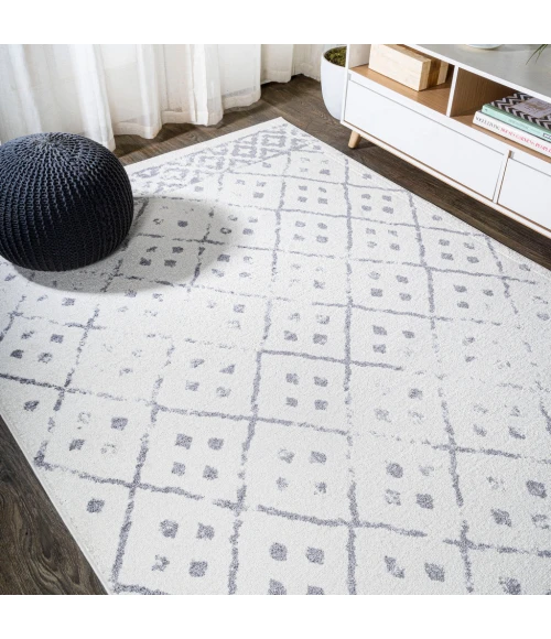 Juba Moroccan Geometric Diamond Ivory/Gray 5 ft. x 8 ft. Area Rug