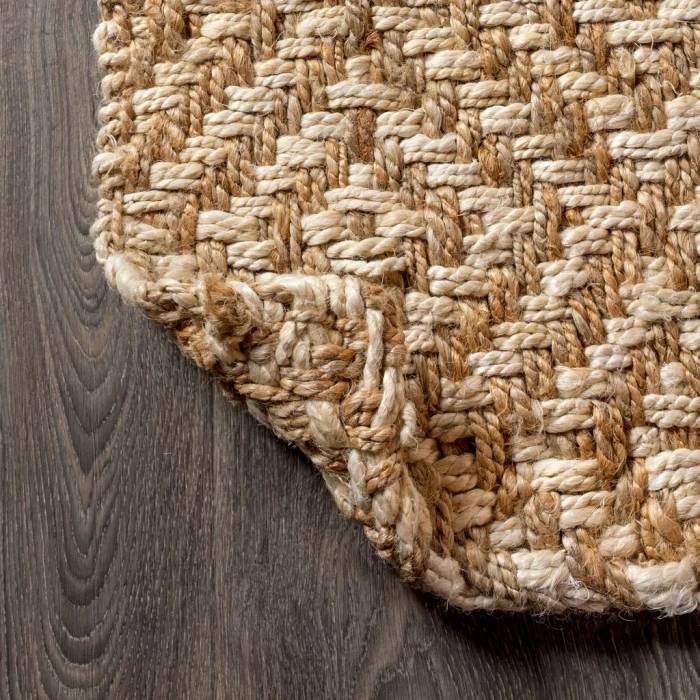Hira Hand Woven Diamond Chunky Jute Natural  3 ft. x 5 ft. Area Rug