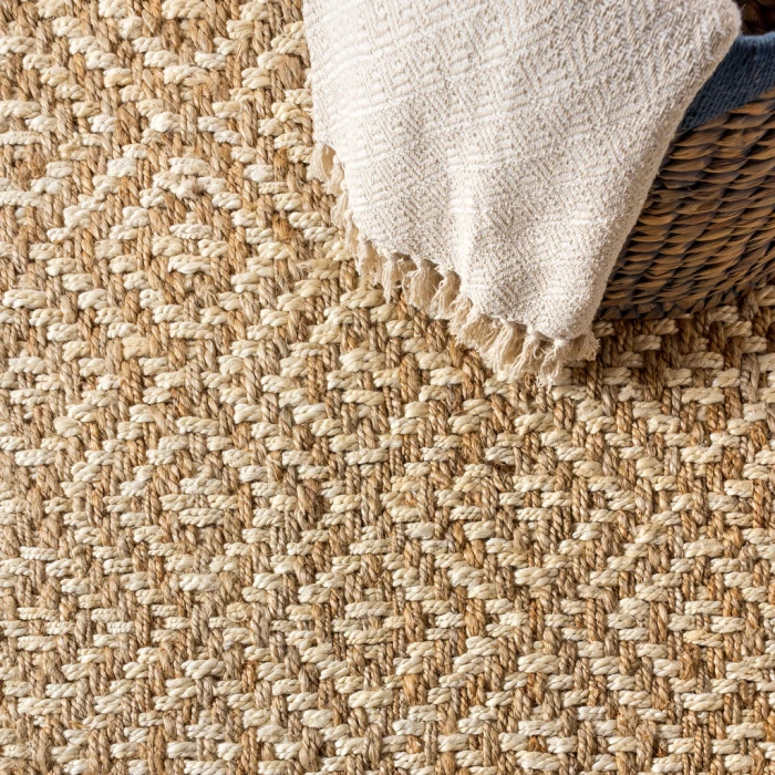 Hira Hand Woven Diamond Chunky Jute Natural  3 ft. x 5 ft. Area Rug