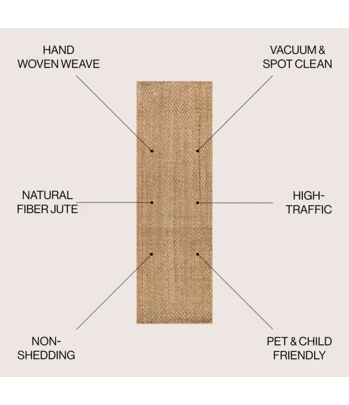 Jonathan Y NATURAL FIBER Brown NFR101A 2ft.-2in. X 10ft. Rect. Rug