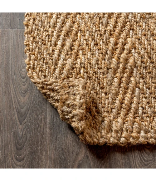 Espina Hand Woven Herringbone Chunky Jute Natural 2 ft. x 8 ft. Runner Rug