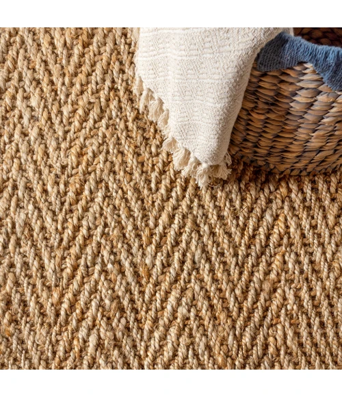 Espina Hand Woven Herringbone Chunky Jute Natural 2 ft. x 8 ft. Runner Rug