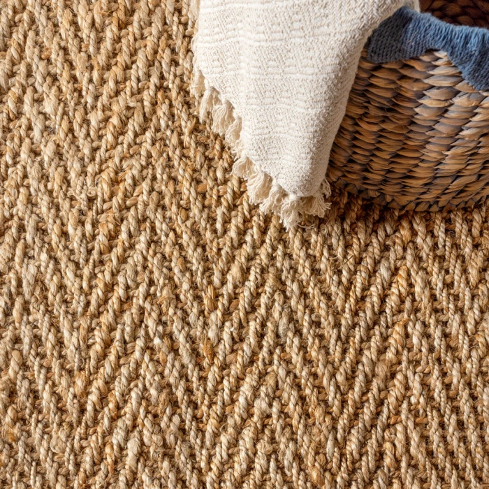 Espina Hand Woven Herringbone Chunky Jute Natural 4 ft. x 6 ft. Area Rug