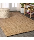 Espina Hand Woven Herringbone Chunky Jute Natural 8 ft. x 10 ft. Area Rug