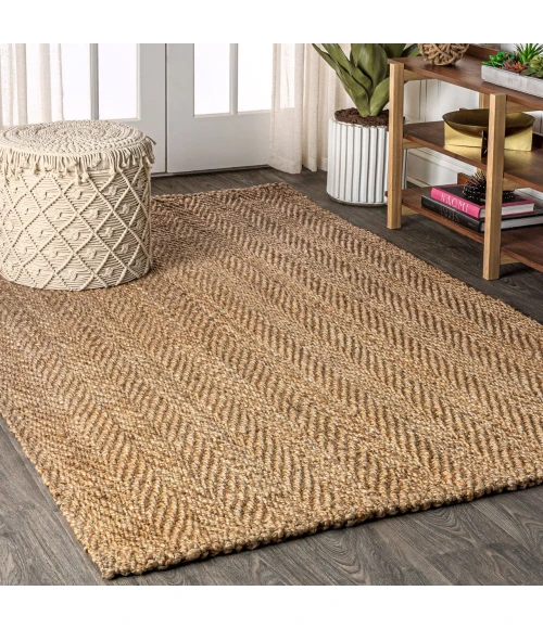Espina Hand Woven Herringbone Chunky Jute Natural 8 ft. x 10 ft. Area Rug