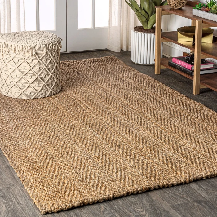 Espina Hand Woven Herringbone Chunky Jute Natural 4 ft. x 6 ft. Area Rug