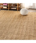 Espina Hand Woven Herringbone Chunky Jute Natural 8 ft. x 10 ft. Area Rug