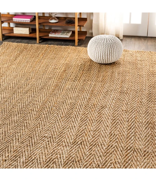 Espina Hand Woven Herringbone Chunky Jute Natural 8 ft. x 10 ft. Area Rug