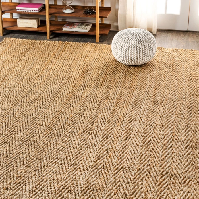 Espina Hand Woven Herringbone Chunky Jute Natural 4 ft. x 6 ft. Area Rug