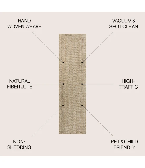 Jonathan Y NATURAL FIBER Ivory NFR102B 2ft.-2in. X 8ft. Rect. Rug