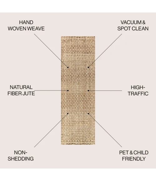 Jonathan Y NATURAL FIBER Brown NFR102A 2ft.-2in. X 10ft. Rect. Rug