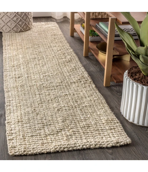 Jonathan Y NATURAL FIBER Ivory NRF102B 2ft. X 18ft. Rect. Rug
