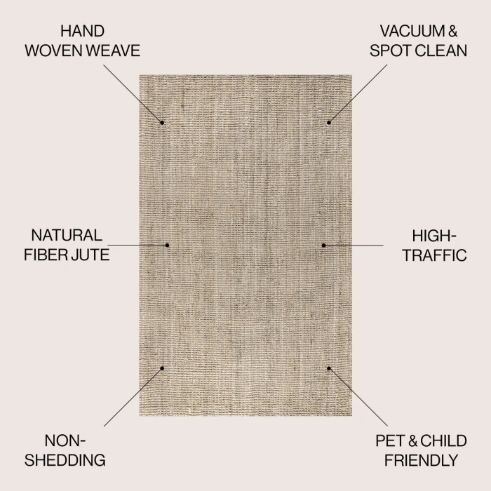 Jonathan Y NATURAL FIBER Ivory NRF102B 6ft. X 9ft. Rect. Rug