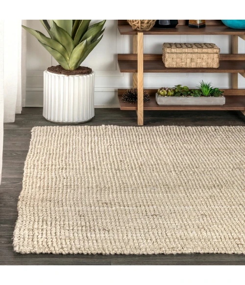 Pata Hand Woven Chunky Jute Light Ivory 8 ft. x 10 ft. Area Rug