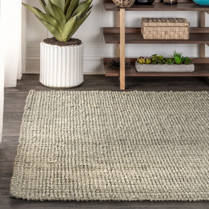 Pata Hand Woven Chunky Jute Gray 8 ft. x 10 ft. Area Rug