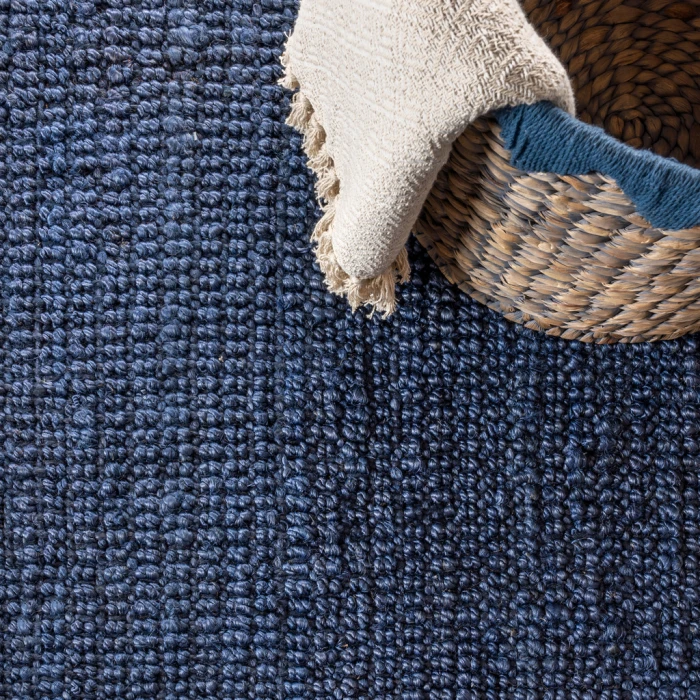 Pata Hand Woven Chunky Jute Navy 5 ft. x 8 ft. Area Rug