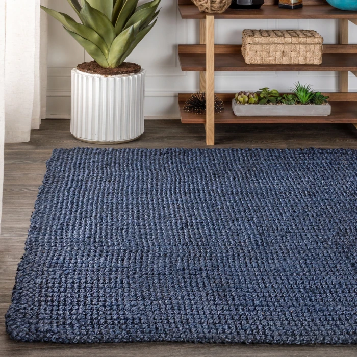 Pata Hand Woven Chunky Jute Navy 5 ft. x 8 ft. Area Rug