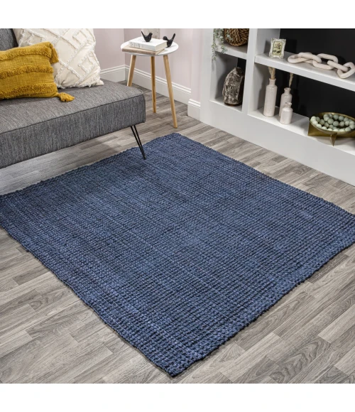 Jonathan Y NATURAL FIBER Blue NRF102D 5ft. Square Rug