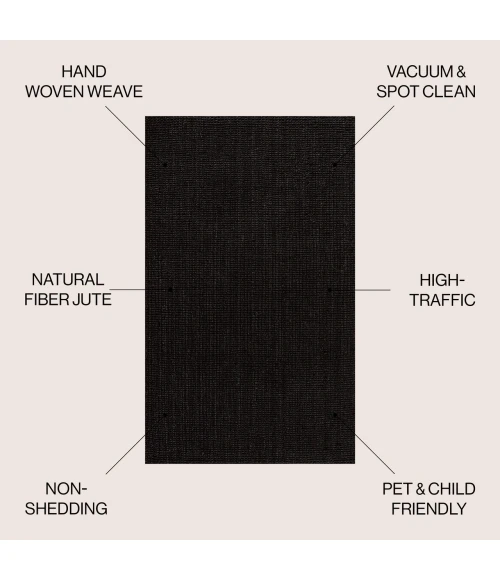 Jonathan Y NATURAL FIBER Black NRF102E 5ft. X 8ft. Rect. Rug