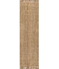 Pata Hand Woven Chunky Jute with Fringe Natural 2 ft. x 8 ft. Runner Rug