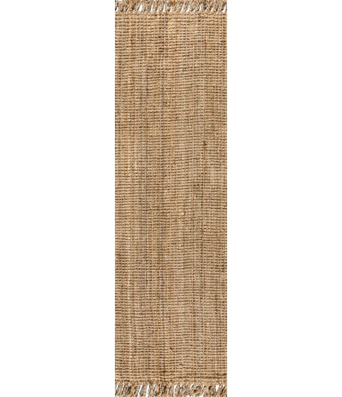 Pata Hand Woven Chunky Jute with Fringe Natural 2 ft. x 8 ft. Runner Rug