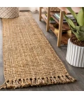 Pata Hand Woven Chunky Jute with Fringe Natural 2 ft. x 8 ft. Runner Rug