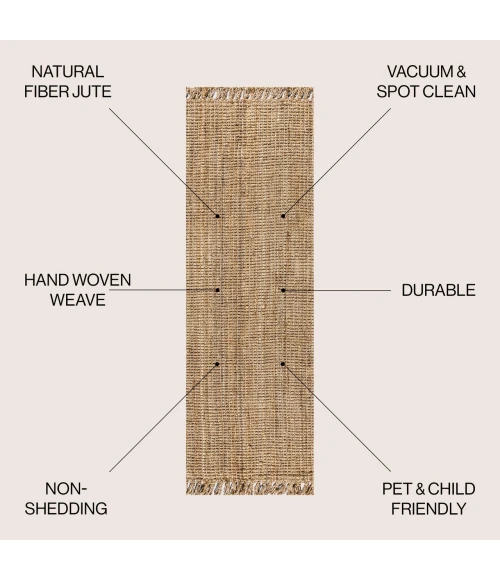 Jonathan Y NATURAL FIBER Brown NRF103A 2ft. X 10ft. Rect. Rug