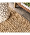Pata Hand Woven Chunky Jute with Fringe Natural 5 ft. x 8 ft. Area Rug