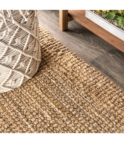 Pata Hand Woven Chunky Jute with Fringe Natural 5 ft. x 8 ft. Area Rug