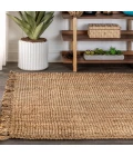 Pata Hand Woven Chunky Jute with Fringe Natural 5 ft. x 8 ft. Area Rug