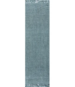 Jonathany Natural Fiber NRF103B Light Blue/Gray Area Rug 2 ft. 2 in. X 8 ft. Runner