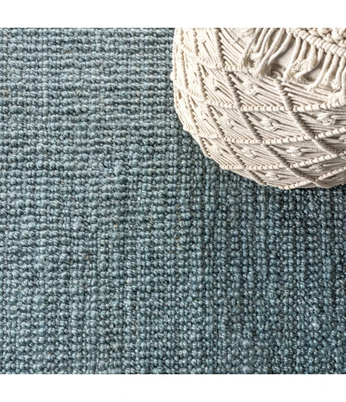 Pata Hand Woven Chunky Jute with Fringe Light Blue/Gray 4 ft. x 6 ft. Area Rug