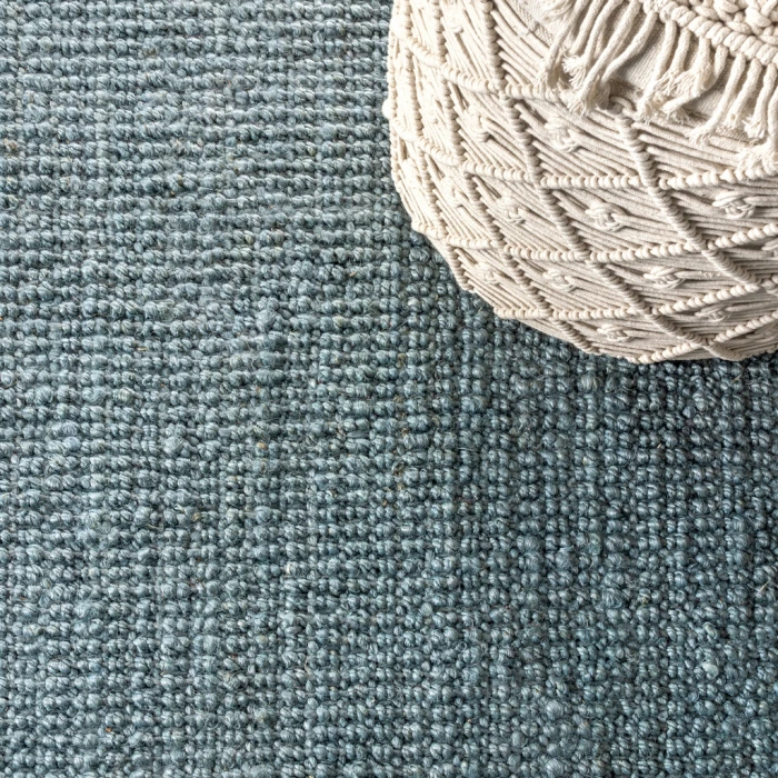 Pata Hand Woven Chunky Jute with Fringe Light Blue/Gray 4 ft. x 6 ft. Area Rug