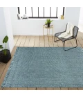 Pata Hand Woven Chunky Jute with Fringe Light Blue/Gray 4 ft. x 6 ft. Area Rug