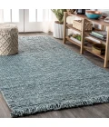 Pata Hand Woven Chunky Jute with Fringe Light Blue/Gray 4 ft. x 6 ft. Area Rug
