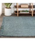 Pata Hand Woven Chunky Jute with Fringe Light Blue/Gray 4 ft. x 6 ft. Area Rug