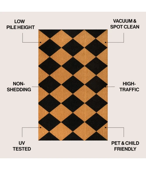 Jonathan Y CocoHarbor Greet Mats Black NRF111A 2ft. X 4ft. Rect. Rug