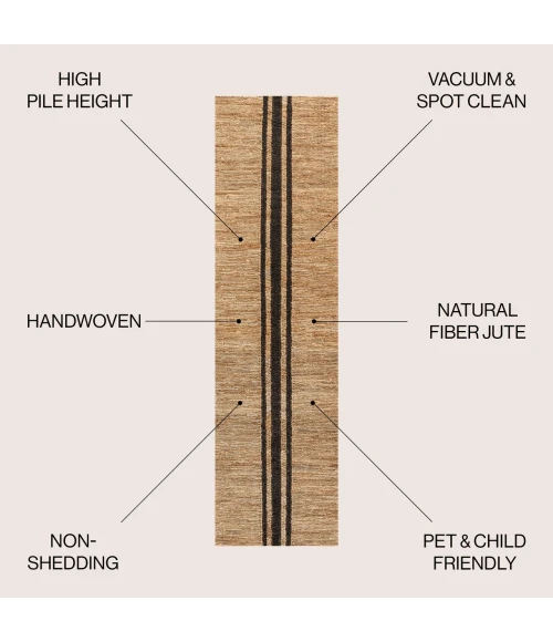 Jonathan Y NATURAL FIBER Brown NRF200A 2ft. X 8ft. Rect. Rug