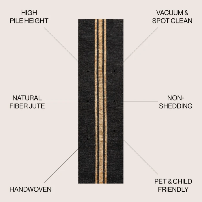 Jonathan Y NATURAL FIBER Black NRF200B 2ft. X 8ft. Rect. Rug