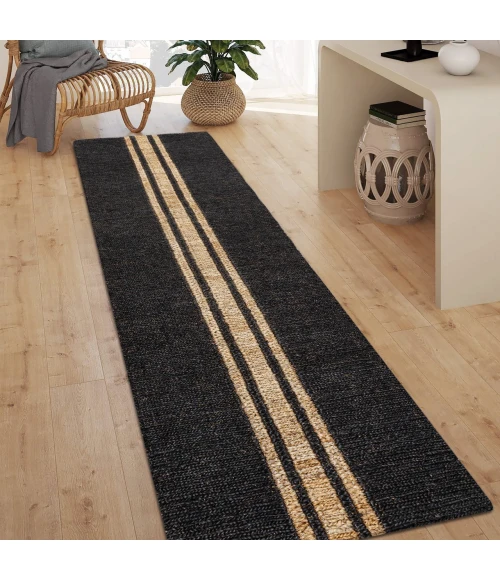 Jonathan Y NATURAL FIBER Black NRF200B 2ft. X 8ft. Rect. Rug